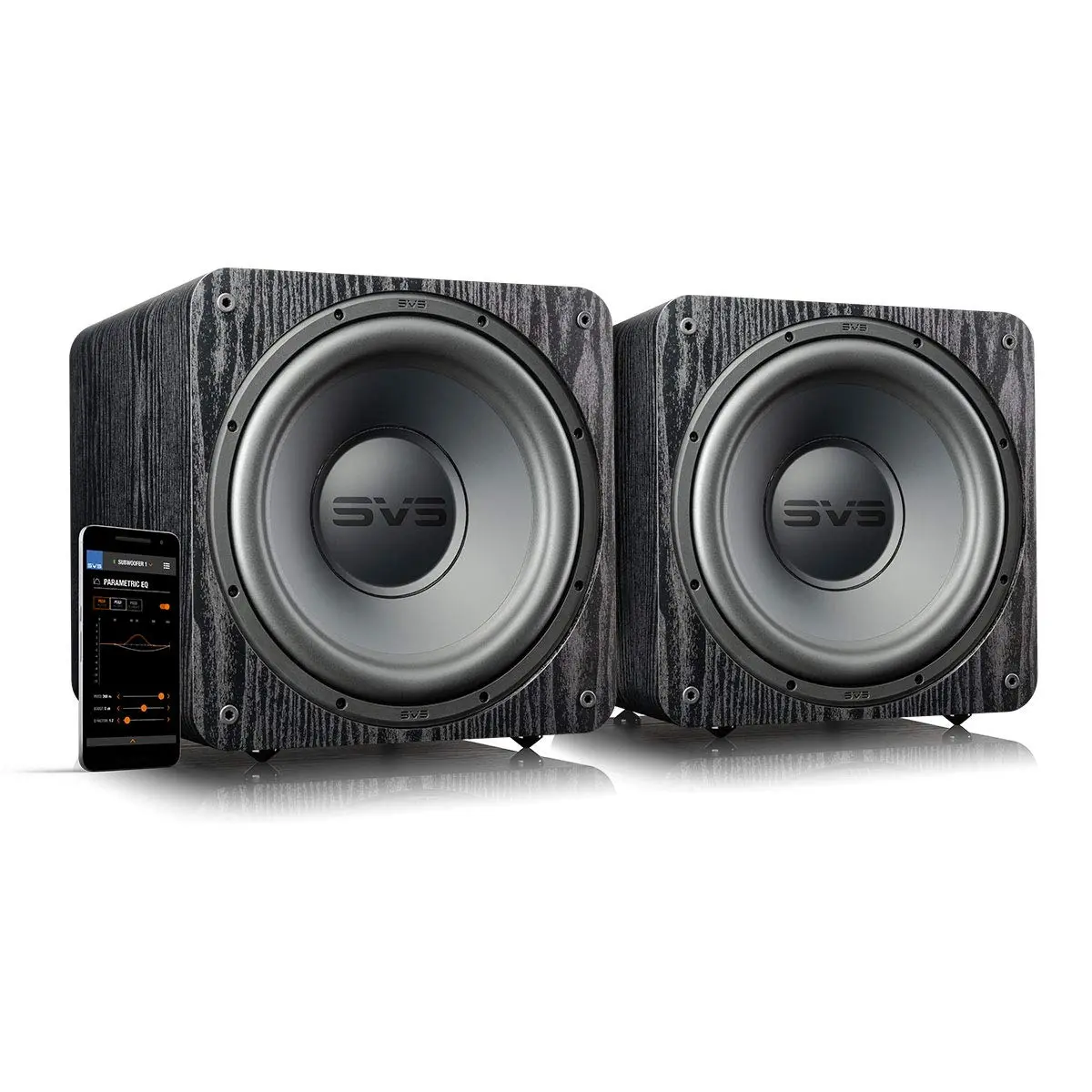 SVS SB-1000 Pro 12-Inch Sealed Cabinet Stereo Powerful Speakers Pair Pack (Premium Black Ash), Compact 20Hz Home Cinema/Music Bass Speakers, Built-In Amplifier, Smartphone App Compatible, Full Excursion Fidelity, Pistonic Motion (Ideal for Watch Parties)