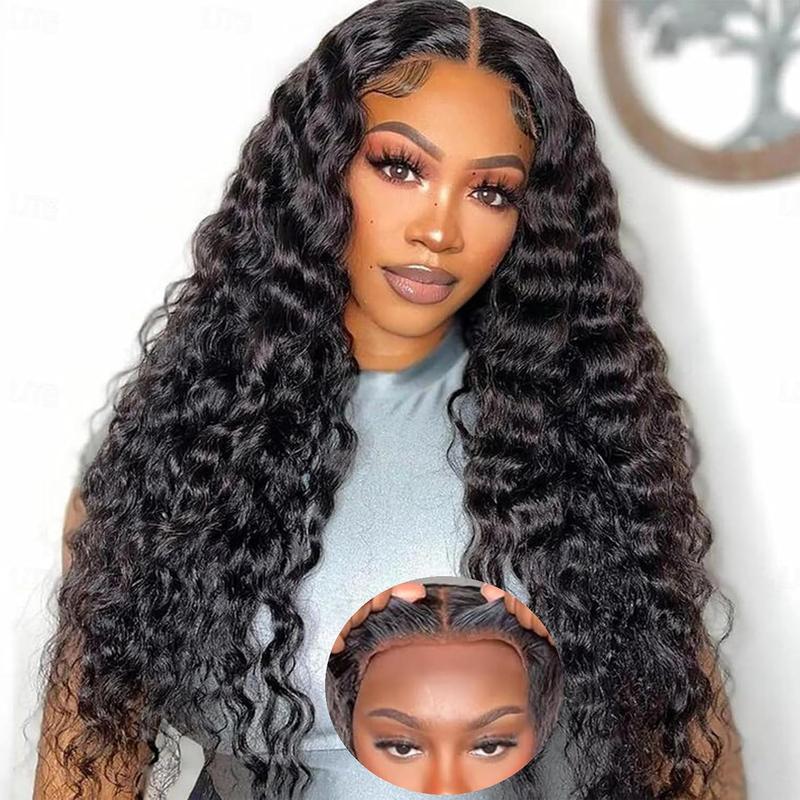 Bling Hair 6x4 Glueless Wigs Human Hair Pre Plucked Pre Cut Deep Water Wave HD Lace Front Wig Human Hair Pre Plucked For Beginners 3 Second To Wear