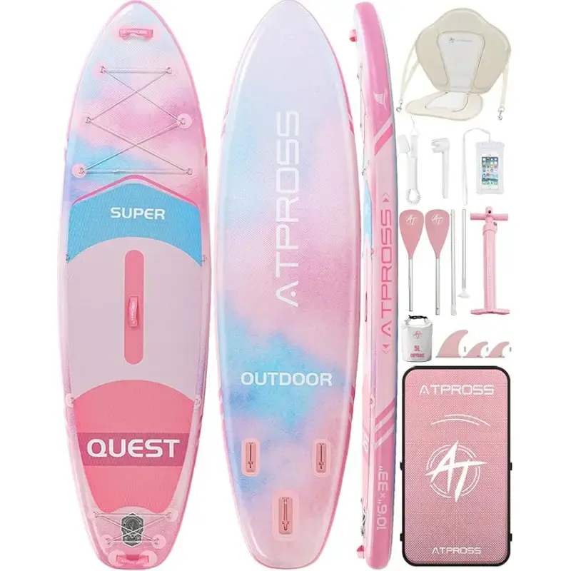 Inflatable Paddleboard, 10'6''x33'' Extra-Wide Stability SUP with Anti-Slip EVA Deck for Beginners, 400lbs Capacity, Includes Kayak Seat & Accessories, Stability Paddleboard, Inflatable Paddle Boards, Blow Up Paddle Board, Stable Paddle Boards