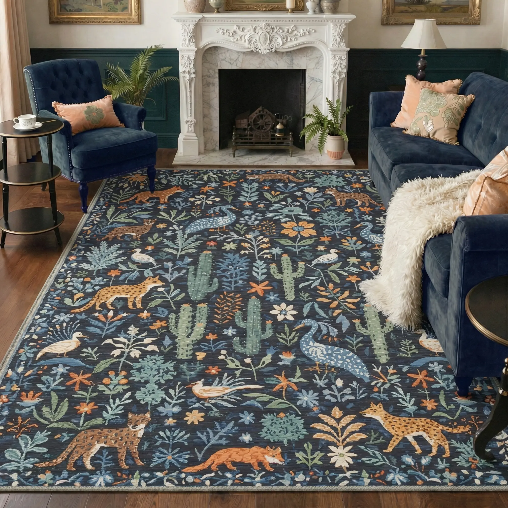 【Back To School】GENIMO Rug – Machine Washable, Pet Friendly, Non-Slip Floor Rug, Soft Area Carpet, Ideal for Living Room, Bedroom, Kitchen, Hallway ,ARN050-AMBER FOX