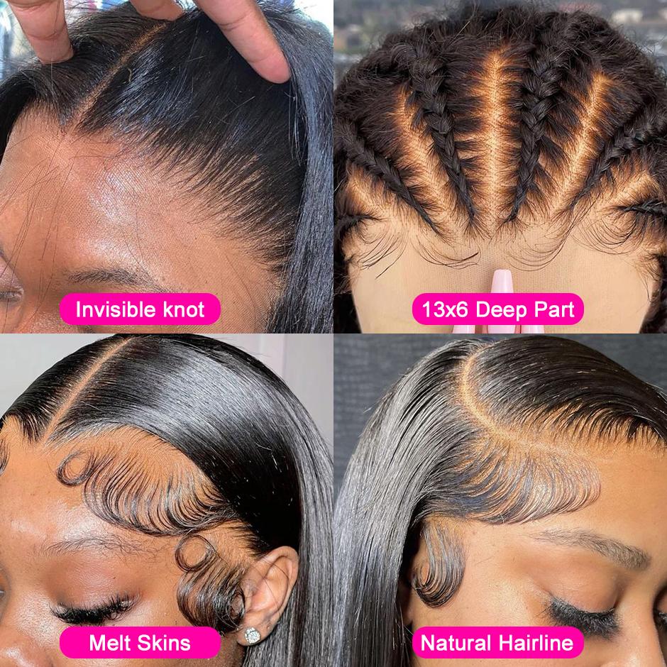 MORE FACE 13x6 Deep Wave 30 Inch Transparent Lace Front Wig Human Hair Lace Frontal Wigs For Woman Real Hair Wigs Preplucked with Baby Hair