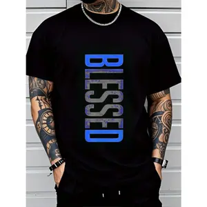 GEM Men's Plus Size Casual Crew Neck T-Shirt - Geometric-Pattern, Smooth Cotton Knit Fabric, Medium Stretch - Short Sleeve Tee for Leisure & Everyday Wear |   Breathable Comfort Fit |   Machine Washable