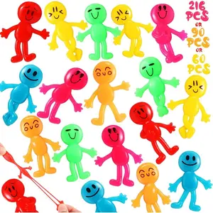 96 Pcs Stretchy Bendable Man, Treasure Box Toys for Classroom, Stretchable Smile Figures, Assorted Color Bendable Toys, Carnival Prizes Party Gift Bag Filler Birthday Party Gifts Stress Relief Toys