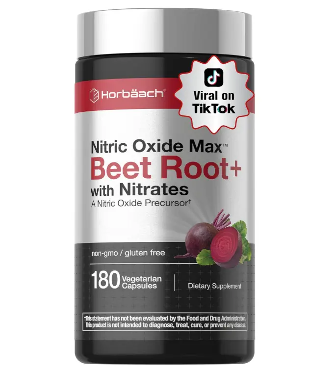 Horbaach Nitric Oxide Beet Root Capsules | 180 Count | with Nitrates and Precursor | For Men and Women | Vegetarian, Non-GMO, Gluten Free Supplement