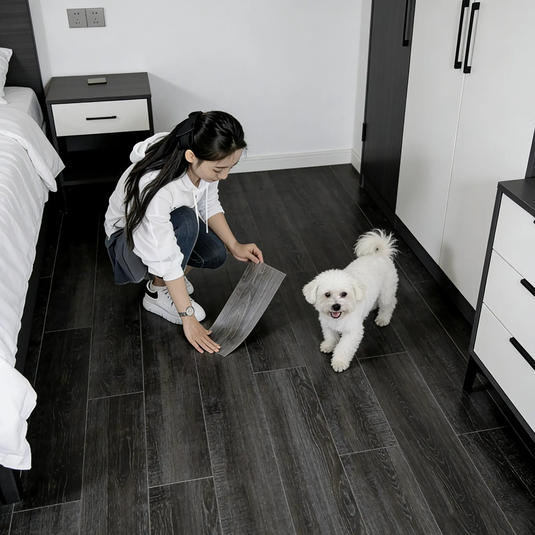 24/58 pieces box self-adhesive wood grain flooring; Real wood plank texture, XPE core, easy DIY installation, suitable for bathroom Waterproof floor tiles Vintage wood grain tiles, Moisture Proof Floor, Peel and Stick Flooring.15.74in*5.91in