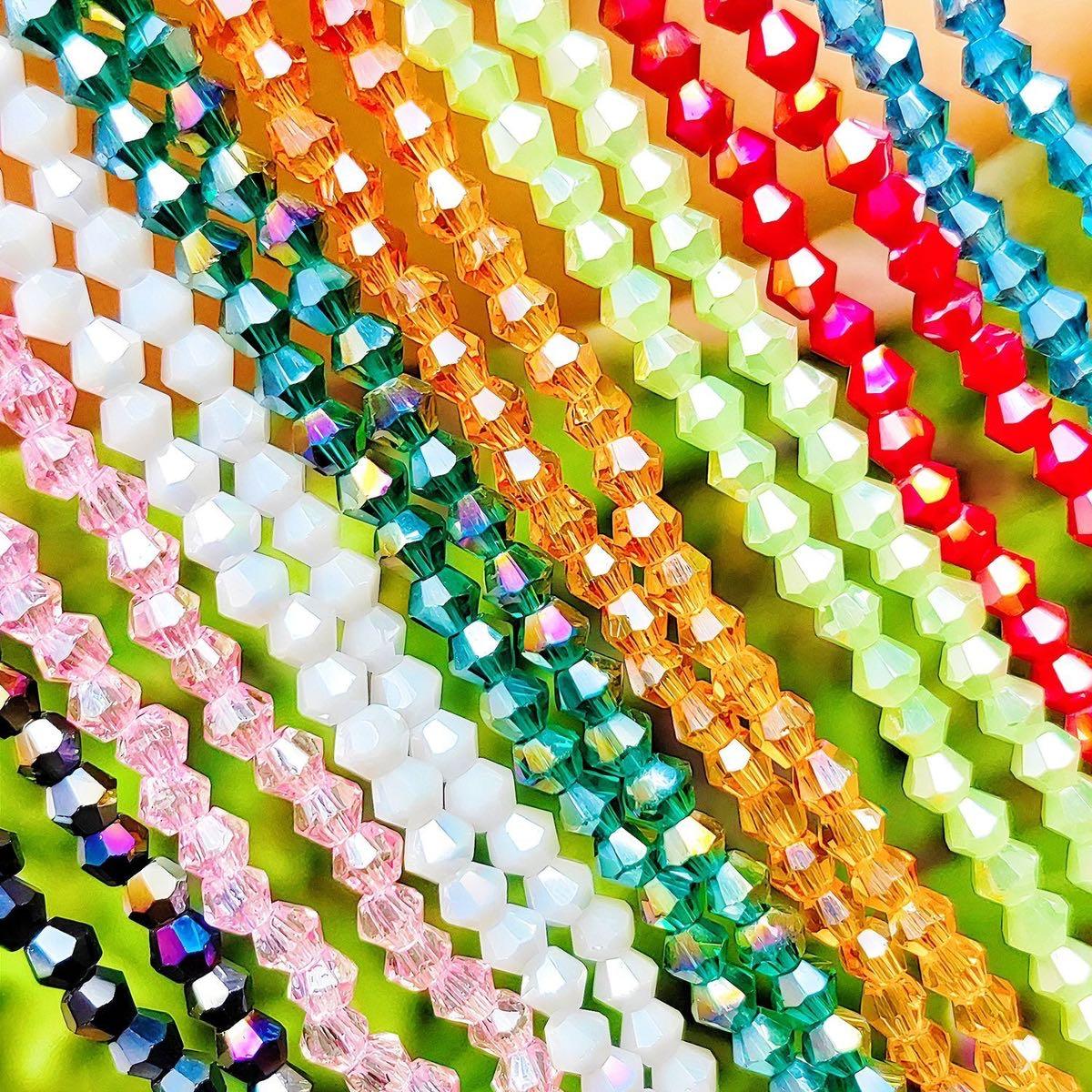 【C004】4mm Crystal glass bicone beads Pointed Beads Diamond faceted Beads DIY Jewelry Bracelet Accessories Loose Beads Beading Making