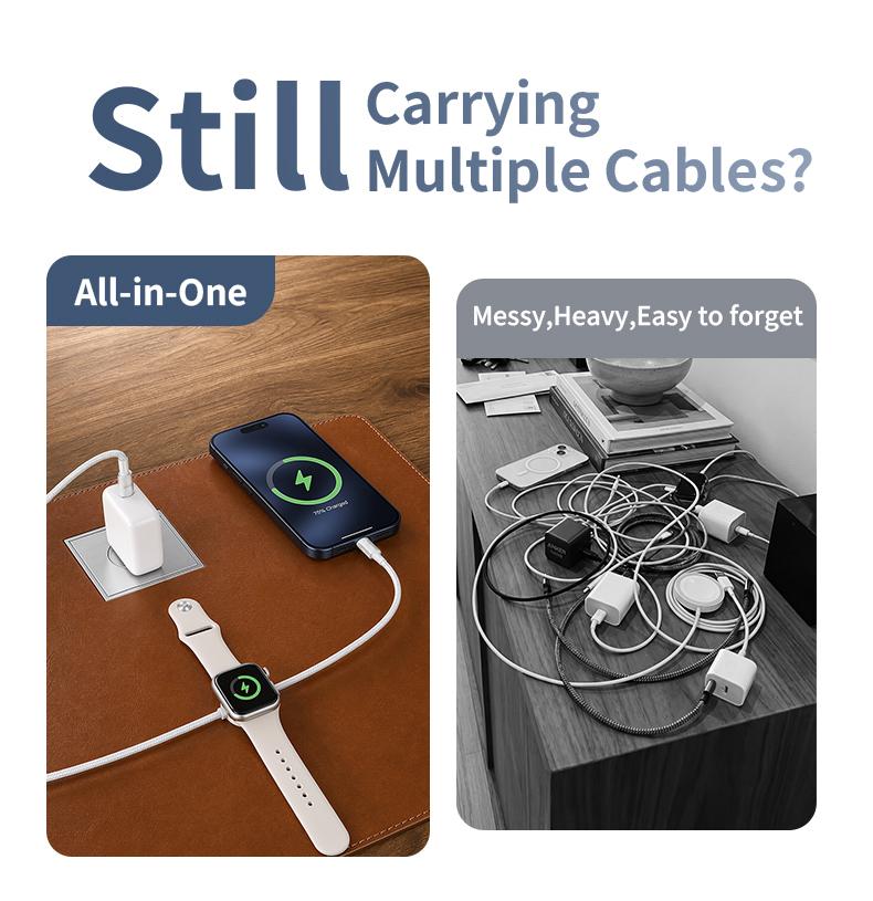 3-in-1 USB-C travel charging cable