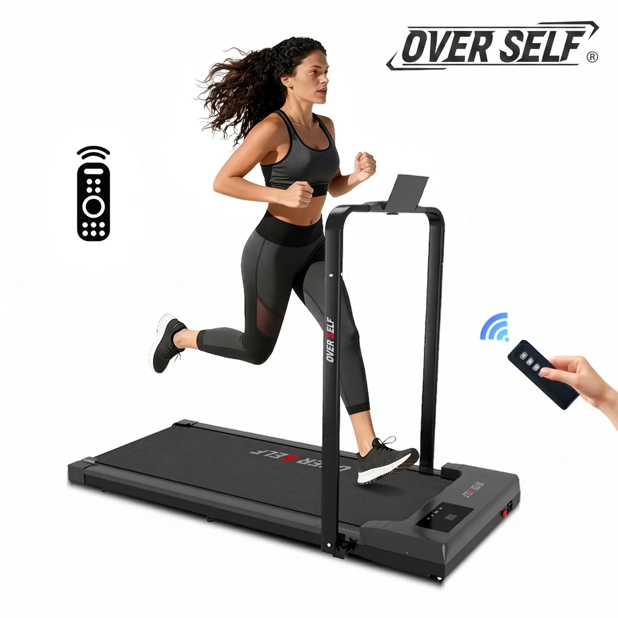 OVER SELF Portable Folding Treadmill with Motorized Incline for Home Gym Workout, Low Noise Motor, 300 LBS Capacity & Dual Shock Absorption, Motorized Treadmill, Foldable Treadmills, Running