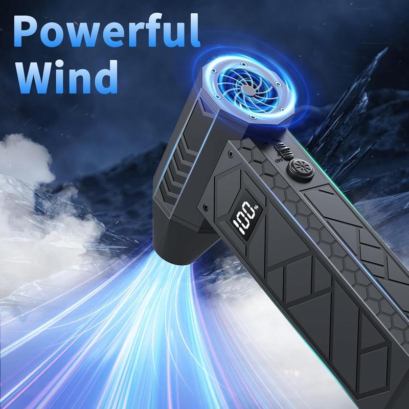 HSTOP Electric Air Duster with Flashlight ,Portable Cordless Leaf Blower Turbo Fan ,4 Wind Speeds LED Display ,10000mAh Battery USB Rechargeable for Cleaning Dust,Snow,Computer,Keyboard,Outdoor