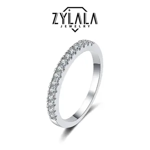 [005] Synthetic Moissanite Eternity Band Simple Style Sterling 925 Silver Ring Birthday Gift Casual Daily Wearing
