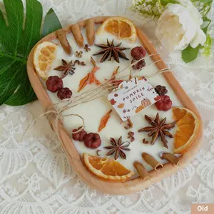 Pumpkin Wood Bowl Fall Candle Handcrafted Soy Wax Autumn Spice Scented Reusable Decorative Ornaments for Cozy Autumn Decor