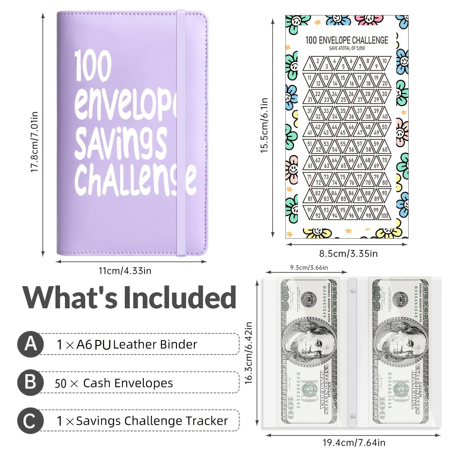 100 Days  Saving Challenge Coin Envelope BudgetStorage Book - Binding Covers With Daily Savings Tracker,Habit-Forming System, And Cash Savings Goal Of $5050Develop A Consistent Savings Habit