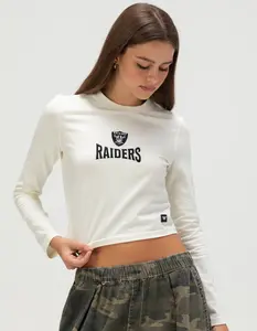 THE WILD COLLECTIVE Las Vegas Raiders Womens Long Sleeve Baby Tee