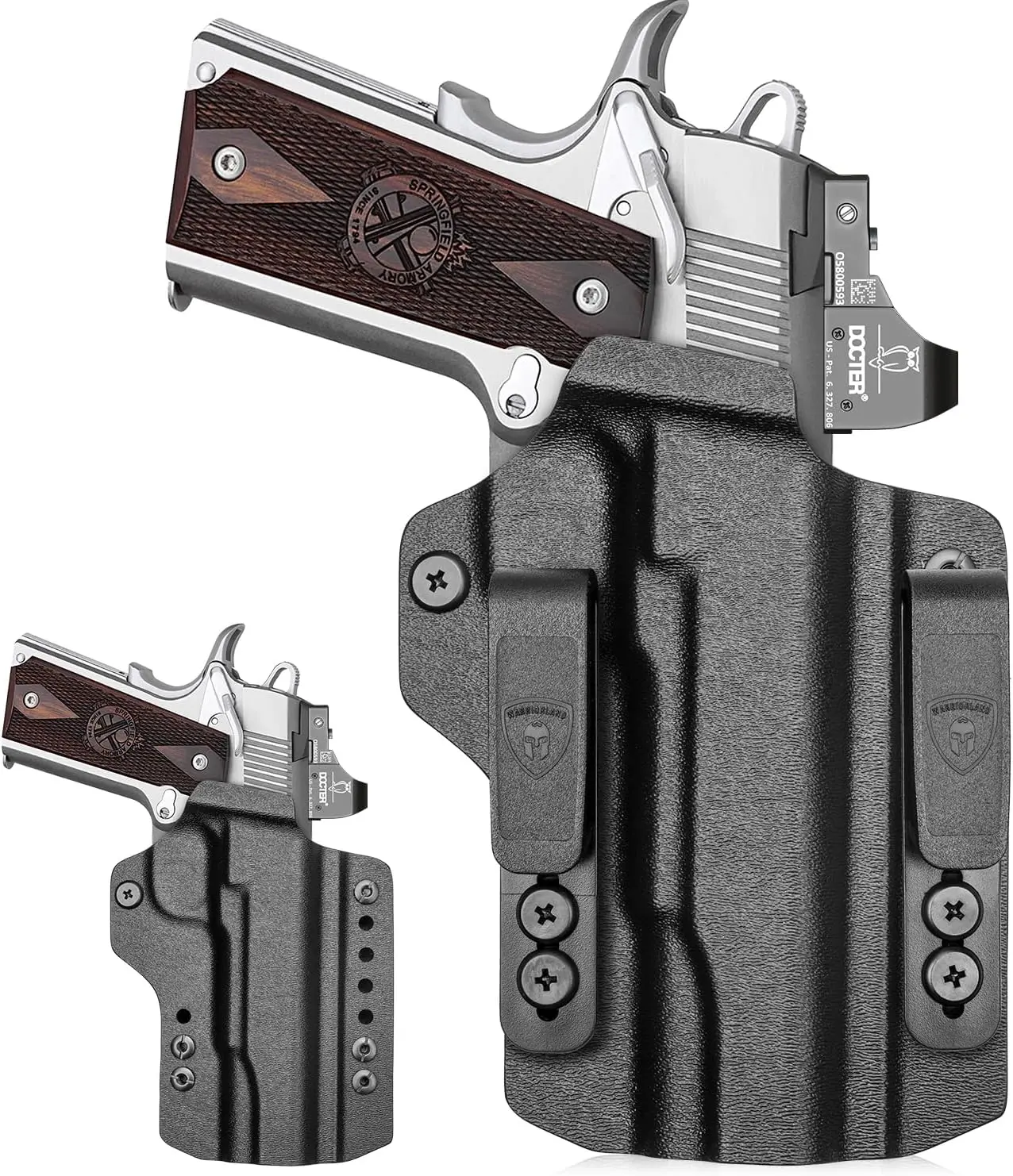 WARRIORLAND US Kydex 1911 IWB & OWB Convertible Holster for 5 in No-Rail Models, Right Hand Draw, Combo Clip, Optics Ready, Adjustable Ride Height & Carry Angle, Waterproof Durable Rugged Daily Carry for Outdoor Use