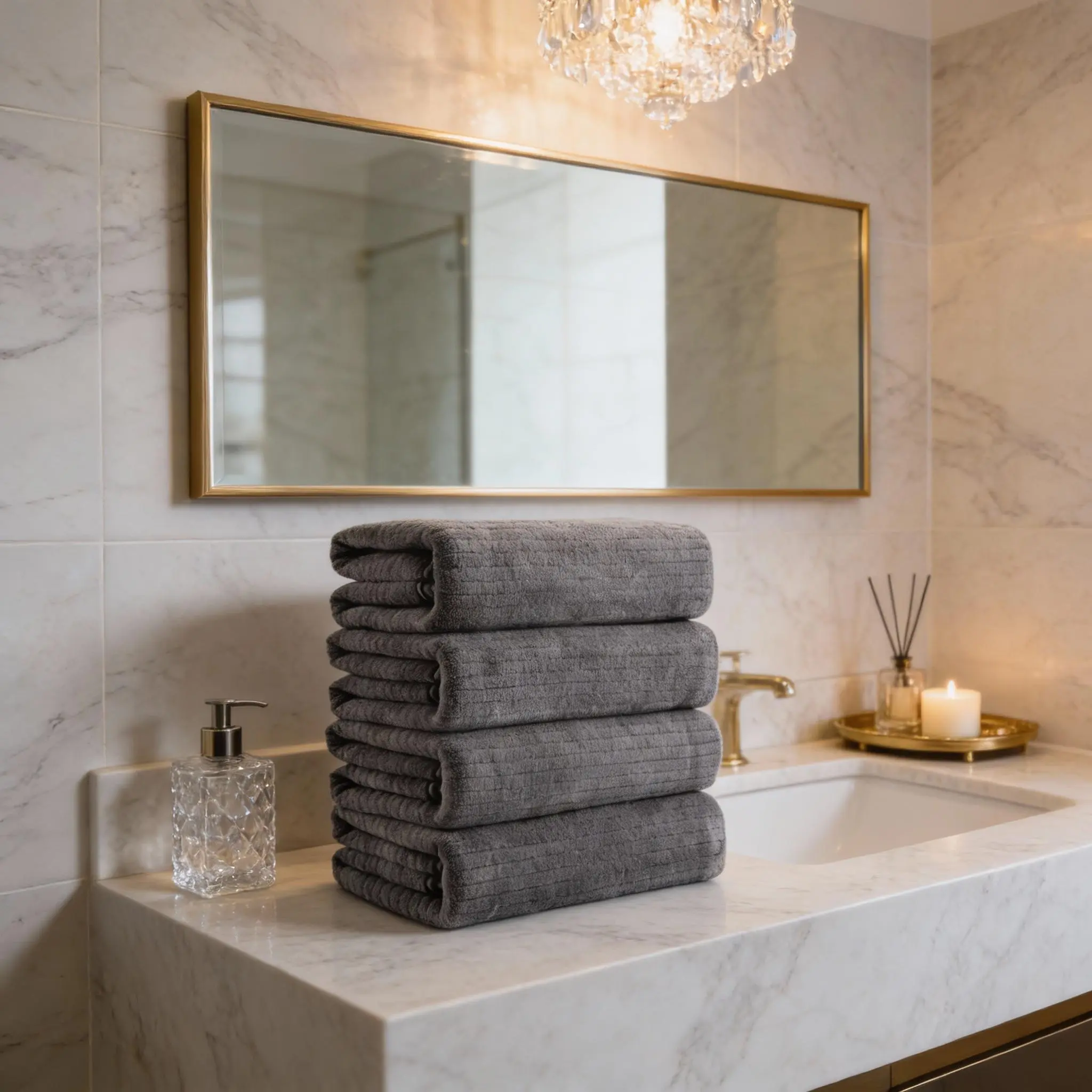 Unisex 4-Piece Quick Drying Microfiber Bathroom Towel Set - Solid Gray, Ultra Soft, Absorbent, Vacuum Packed, Tumble Dry for Home, Travel Use, Minimalist, Plain