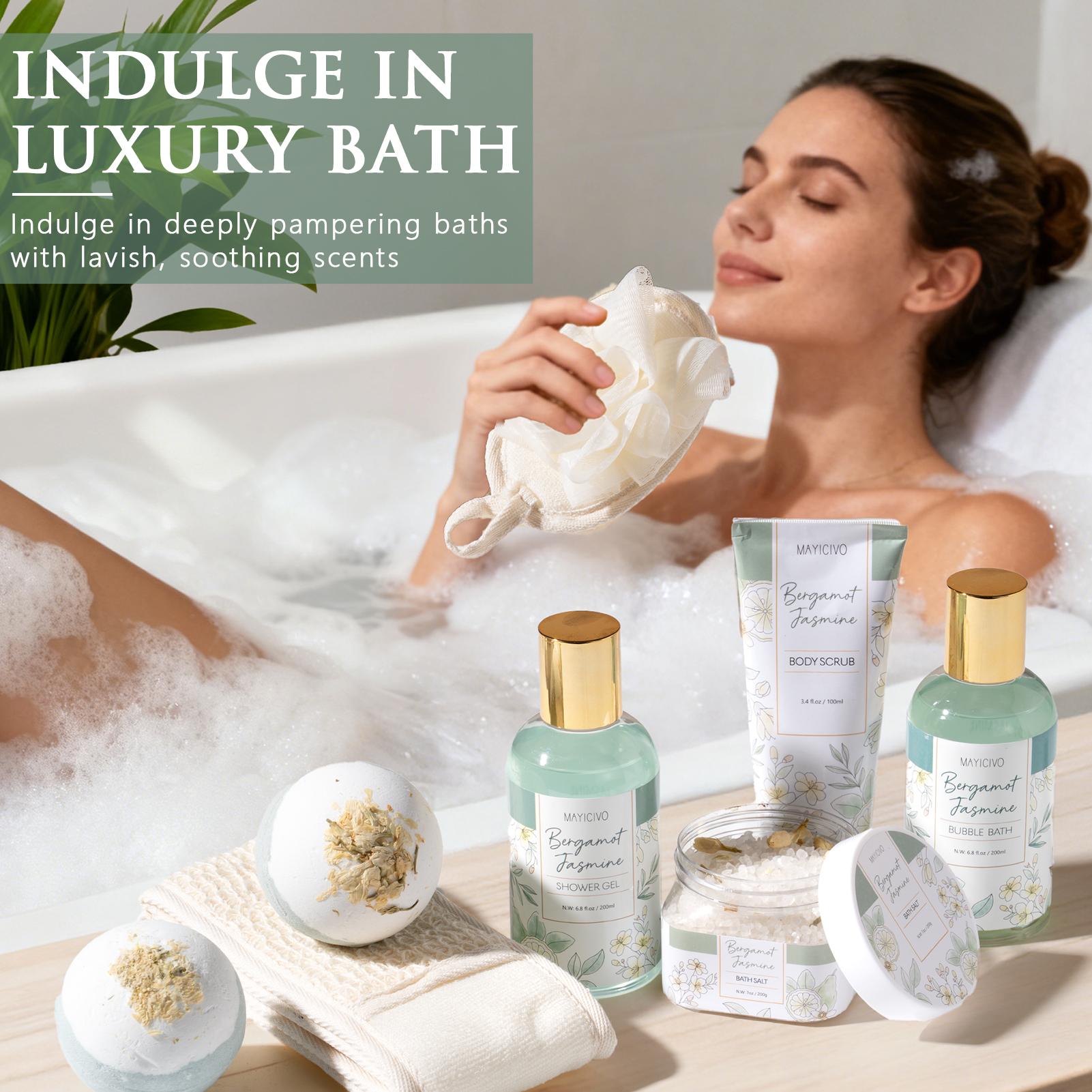 Mayicivo Valentine's Day Gifts for Women, Bergamot Jasmine Relaxing Spa Gift Baskets for Women Self Care Package Bath Gift Set, Home Bath and Body Kit Pampering Gifts for Womens Mom Her Friends Sister Wife Mayicivo Valentine's Day Gifts for Women, Bergamot Jasmine Relaxing Spa Gift Baskets for Women Self Care Package Bath Gift Set, Home Bath and Body Kit Pampering Gifts for Womens Mom Her Friends Sister Wife