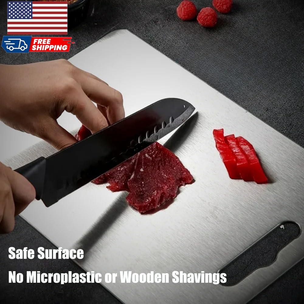 3-Piece Premium Stainless Steel Cutting Board Set – Non-Porous, Hygienic & Dishwasher Safe – Ideal for Meat, Vegetables & Daily Kitchen Prep (Made in USA)