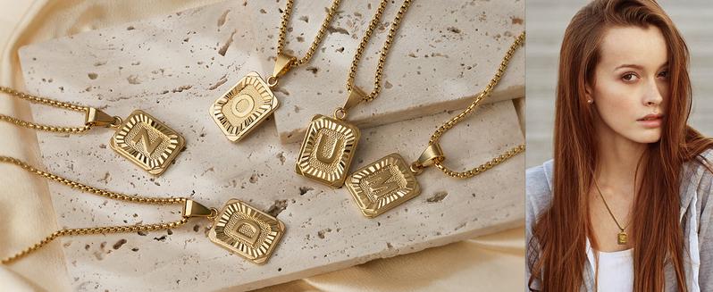 Initial Necklaces for Women Men, Capital A-Z Letter Necklaces, Her Initial Necklaces