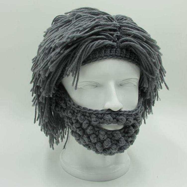 Wig and Beard Knitted Hat, Homeless/Mad Scientist/Hip-Hop Style, Handmade Warm Winter Hat, Unisex, Skiing Gift, Fun Party Hat
