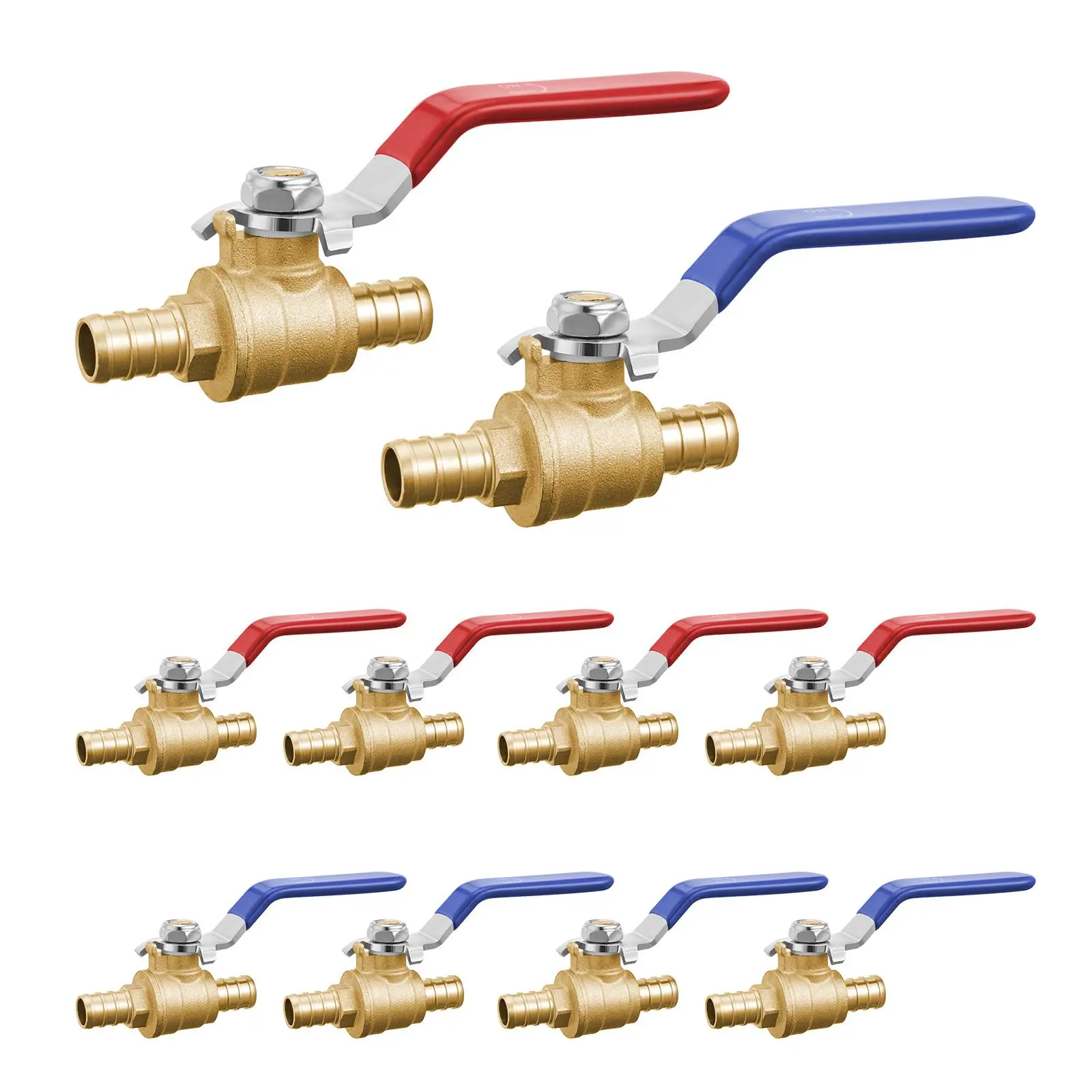 【Backtoschool】VEVOR PEX Ball Valve 10 Pieces 1/2 in PEX Brass Ball Valve Full Port Brass Ball Valve