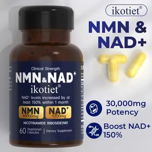 IKOTIET  & NMN Complex Formula, 1000 mg per serving, 10-in-1 formula, no fillers, contains 500 mg of pure NMN, as well as Vitamin C, resveratrol, coenzyme Q10,  sleep energy drink kit, probiotics, and edible fitness products. Healthcare Liposomal NAD