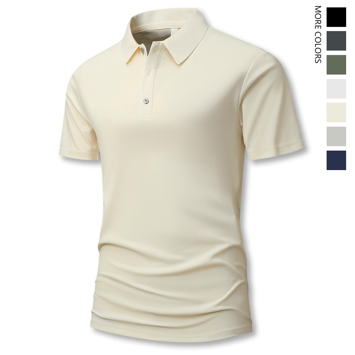 Men’s Summer Short-Sleeve Polo T‑Shirt, Lightweight Thin Design, Solid Color, Versatile Retro Minimalist Fashion, Perfect for Vacation, Outdoor Activities, and Casual Wear