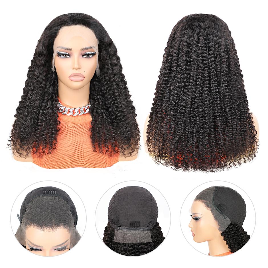 FORGIRL FOREVER 13x4 Kinky Curly Lace Front Wig Pre Plucked Afro Deep Curly Human Hair HD Transparent Lace Frontal Glueless Wig With Natural Hairline