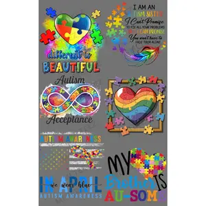AUTISM (11) PREMADE GANGSHEET - 22X36 DTF TRANSFERS - DIRECT TO FILM