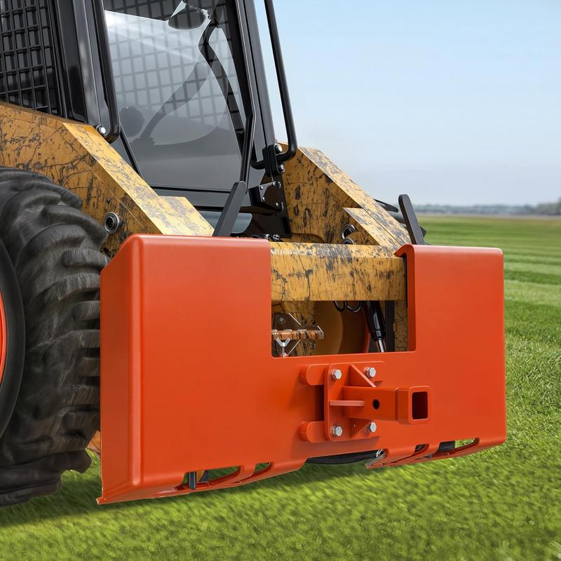 YITAMOTOR 3/8" Skid Steer Mount Plate with 2" Removable Trailer Hitch Receiver, Thick Skid Steer Plate Attachment, Universal Skid Loader Tractor Quick Attach Plate, Removable, Orange