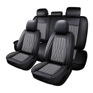 OTOEZ PU Leather Full Set 5PCS Car Seat Covers Waterpoof Universal for Most Vehicles Auto Seat Protector Car Interior Decoration Storage Bag Premium