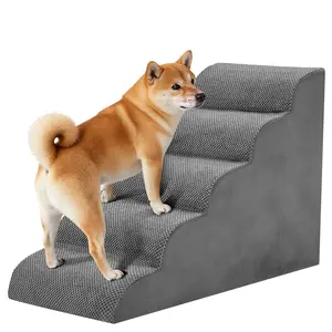Curved Pet Steps for Small Dogs & Cats - High-Density Foam, Non-Slip & Machine Washable Cover