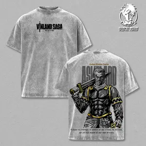 Askeladd Vintage Washed Oversized T-Shirt – Vinland Saga Double Printed Graphic Tee, Viking Warrior Manga Shirt, Heavyweight Cotton Unisex Anime Streetwear, Norse Mercenary Leader Aesthetic, Gift for Anime Fans