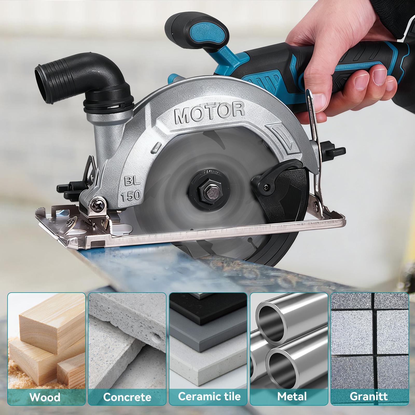 YOFIDRA Cordless Handheld Circular Saw | 48mm Depth/45° Misalignment | Comes with 3 Saw Blades and Dual Batteries | Brushless Motor | Suitable for Wood, Metal, and Stone DIY