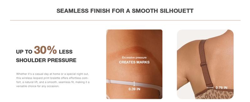 FeelinGirl Leopard Wireless Bra Adjustable Straps Comfort up to 42DDD Seamless Knitting Soft Elastic Support Daily Comfort TiktokShopBlackFriday