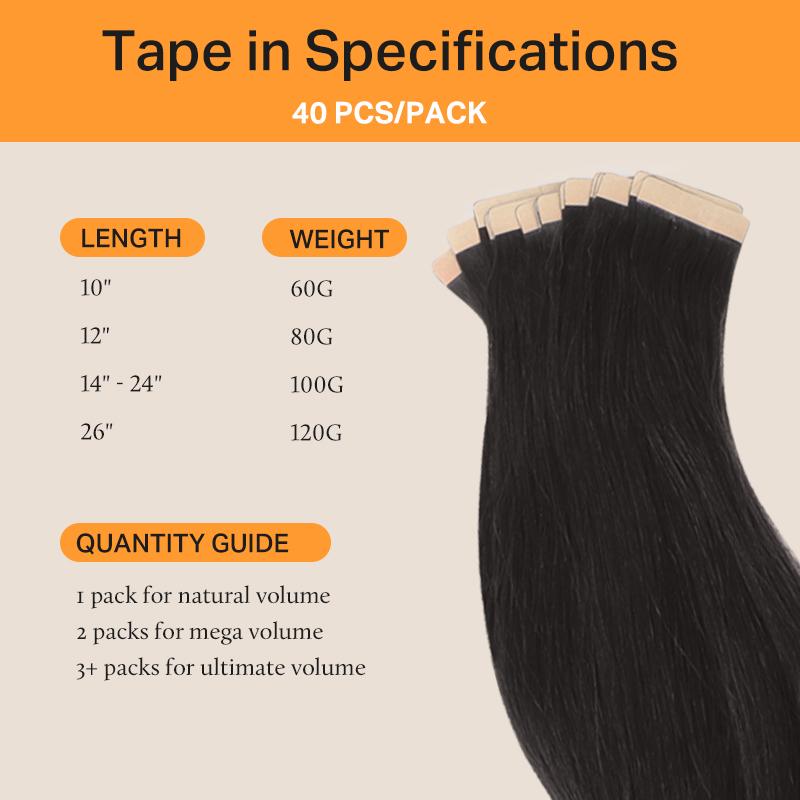 Doores Tape in Remy Human Hair Extensions Natural Straight 14-24" Length for Everyday Use Doores Tape in Remy Human Hair Extensions Natural Straight 14-24" Length for Everyday Use
