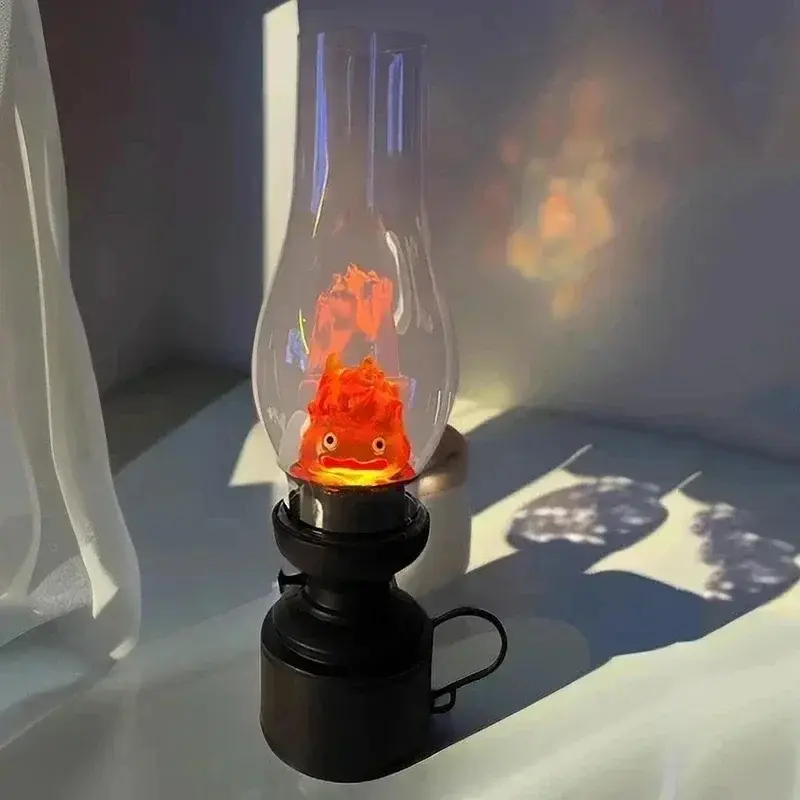 Vintage Flame Night Light, Cartoon Style Decorative Lamp with Button Battery, Cozy Ambient Light for Bedroom & Home Decor