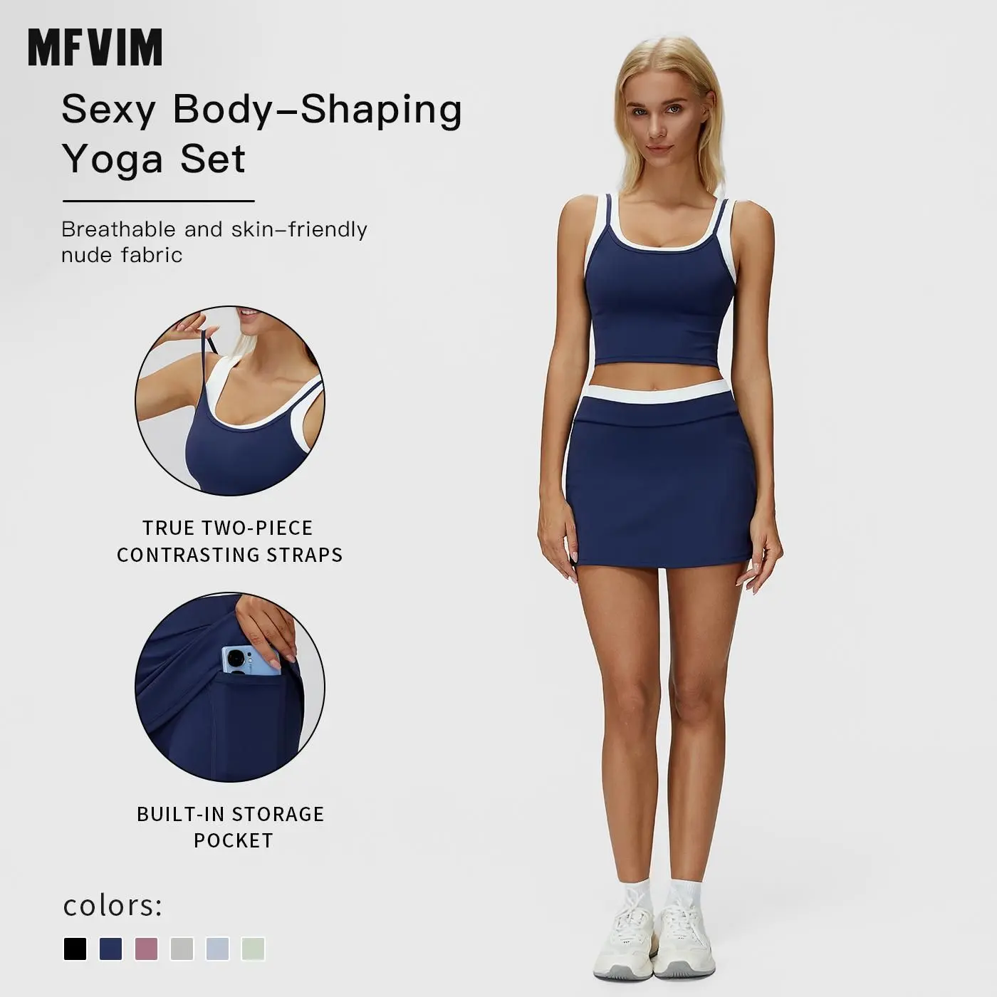 MFVIM Women's Solid Color Crop Tube Tops & Shorts Sportswear Set, Casual Comfy Breathable Two-piece Outfits for Yoga Gym Workout Running, Ladies Sportswear for All Seasons, Workout Running Clothes,summerwins,travel essentials,camping essentials