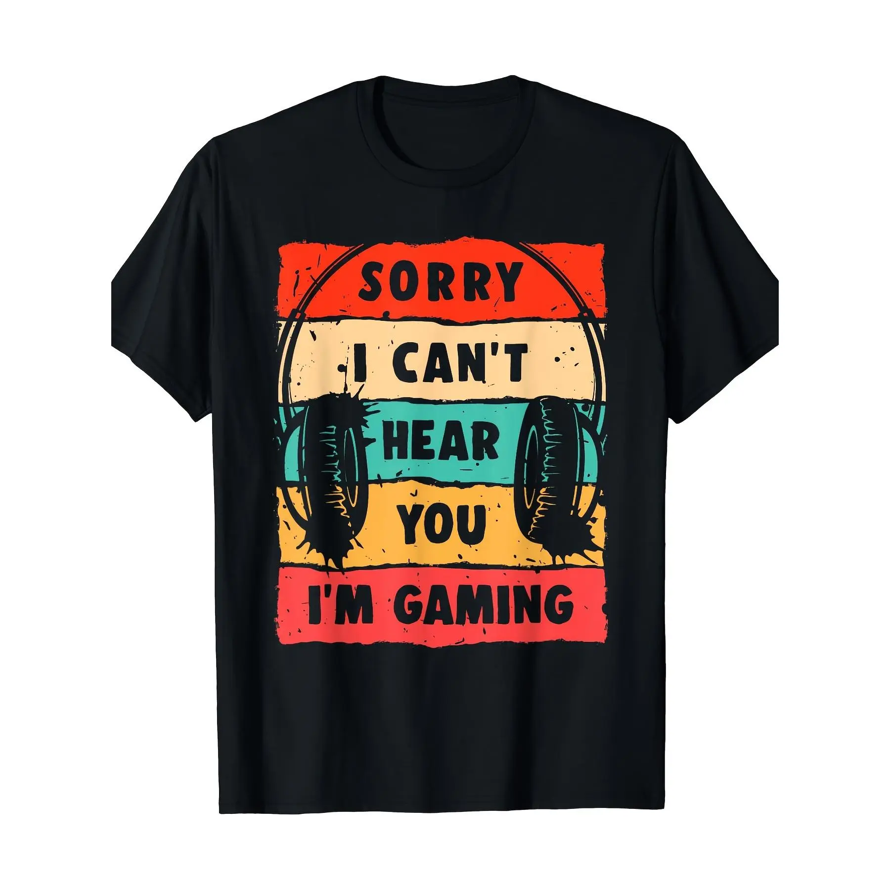 Men's 220g Cotton Graphic Short-Sleeve Basic T-Shirt - Funny Gamer Casual Streetwear Top, Made in USA