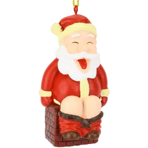 Chimney Present Funny Santa Pooping Christmas Ornament