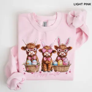 Easter Day Cow Sweatshirt, Cute Cow Sweatshirt, Bunny Cow Shirt, Pullover Top