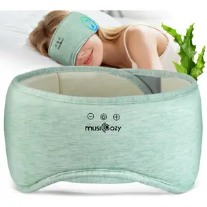 MUSICOZY Bluetooth 5.4 Sleep Headphones Eye Mask with Seaweed Fiber Cotton: 14H Playtime, Zero-Pressure Fully Wrapped Design for Side Sleepers, Ultra-Soft Comfortable Sleep Mask Gift for Men Women