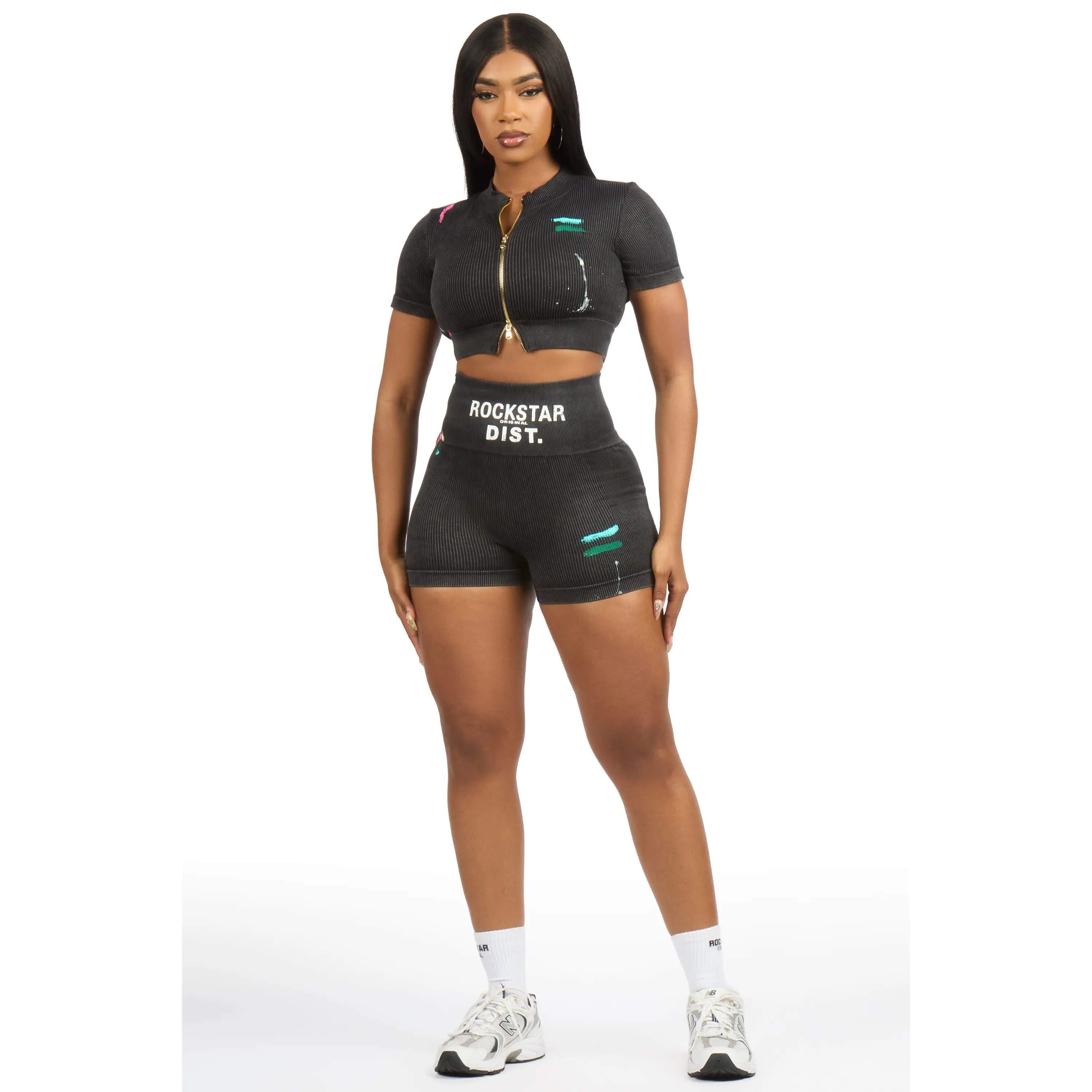 Sheena Black Bike Short Set