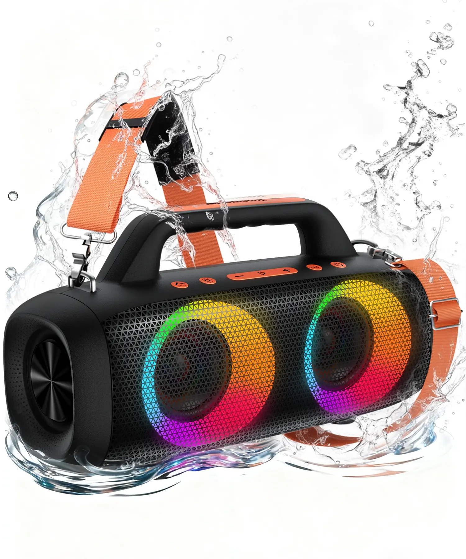 [Back to School] TAGRY Wireless Portable Audio Bluetooth Speaker,60W Powerful Sound with Deep Bass,IPX6 Waterproof,24H Playtime,Bluetooth 5.4,Adjustable Handle,RGB Lights,Wireless Stereo Pairing for Smartphone for Familiy, Friend and Birthday