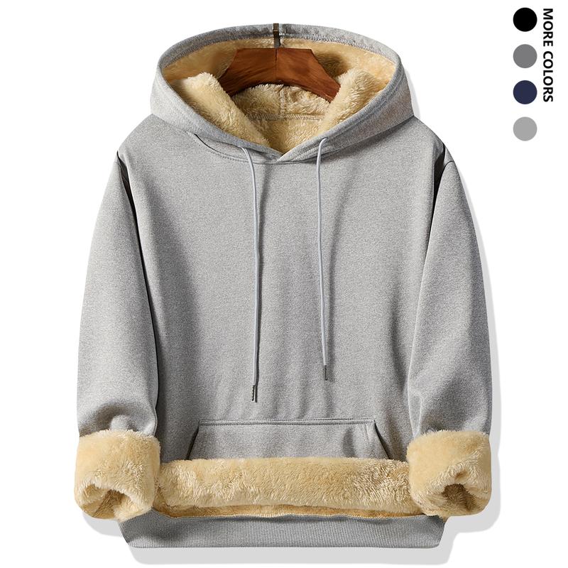 Men’s Warm Hooded Sweatshirt — Winter warm design with a flap pocket, machine washable — Outdoor casual pullover, travel cold-weather apparel, winter hoodie, travel clothing, men’s long sleeves