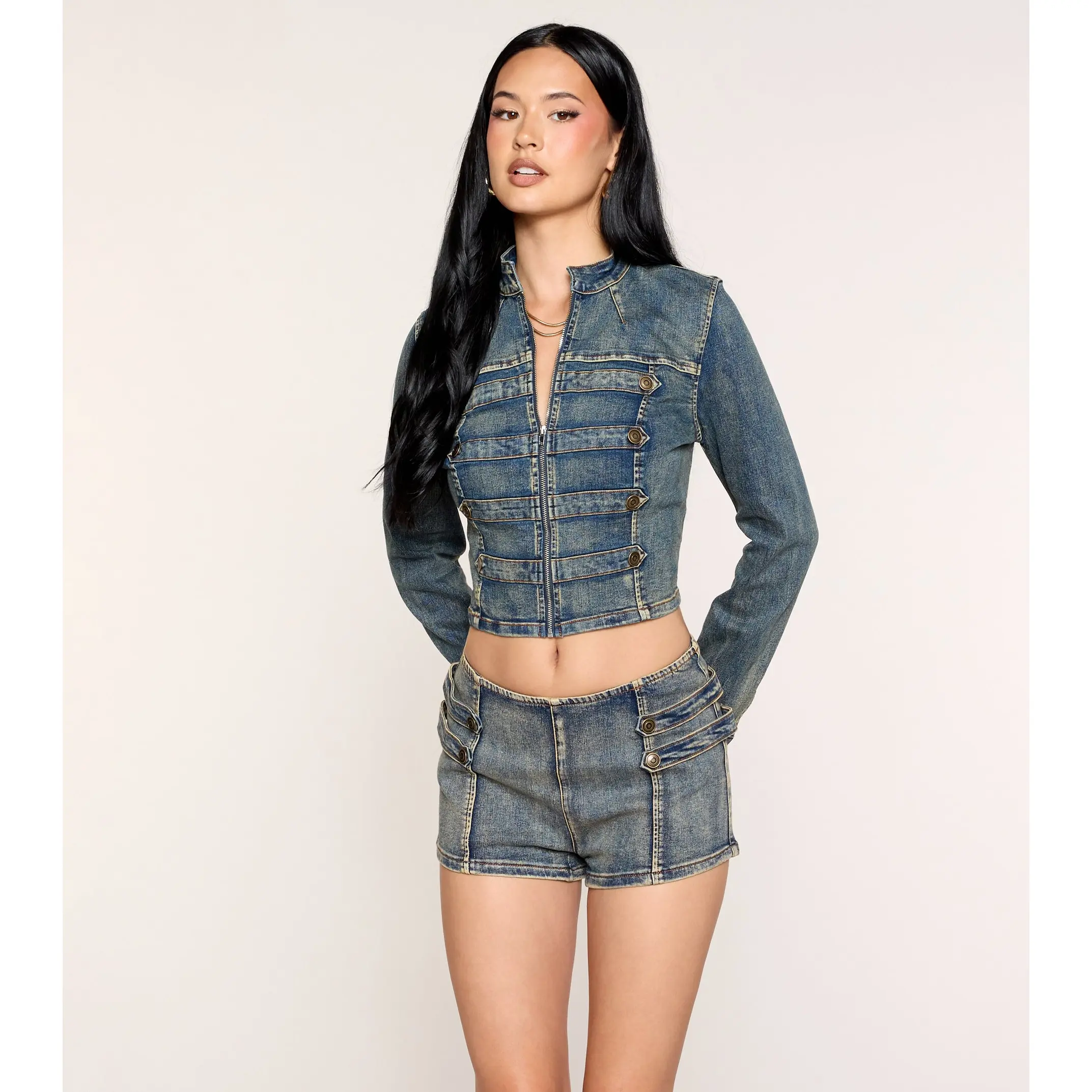 Command Attention Military Denim Jacket