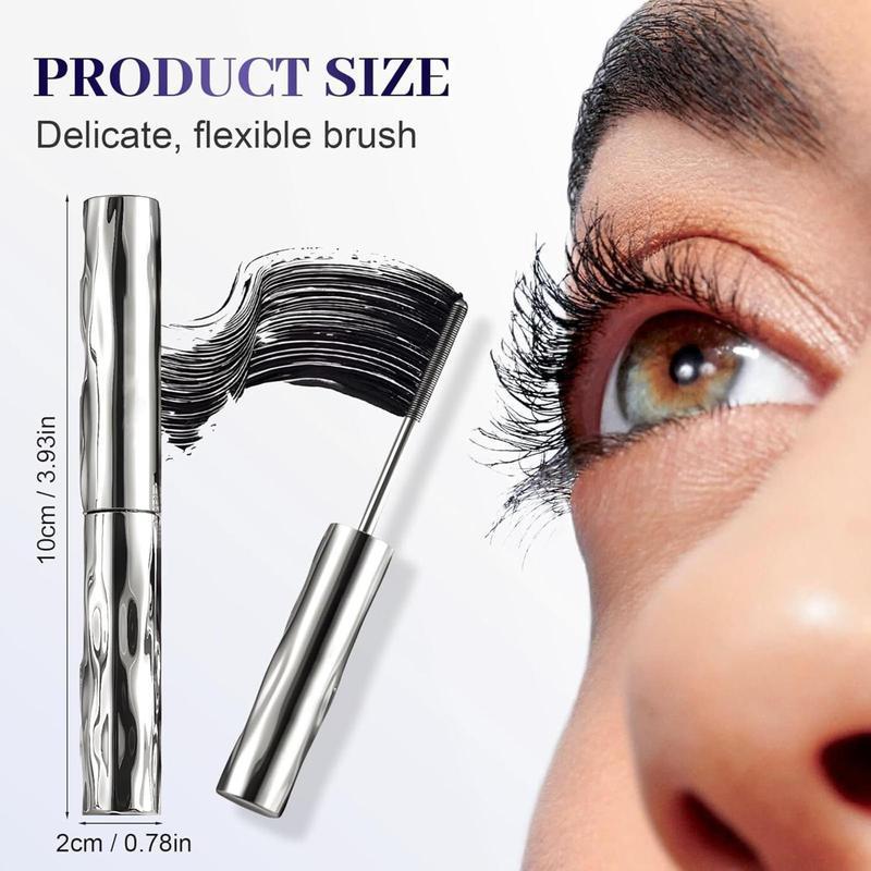 Waterproof, quick-drying, curling mascara, upgraded 3D curling metal wand mascara in black, with an iron wand that does not flake or clump