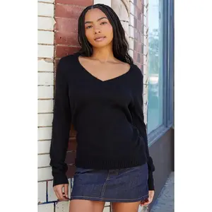 John Galt Women's Black V-Neck Sweater