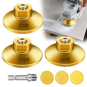3Pcs M10 Threaded Grinding Head Diamond Grinding Heads - Diamond Brazed Grinding Kit,45/60/100 Grit Diamond Grinding Discs, Polishing Tools,for Electric Drill