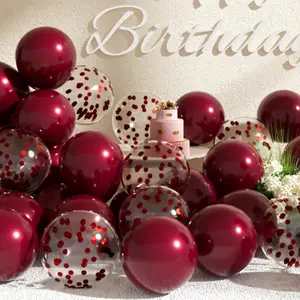 47-Piece Burgundy & Confetti Balloon Set, Latex Helium Balloons for Birthday, Graduation & Party Decor
