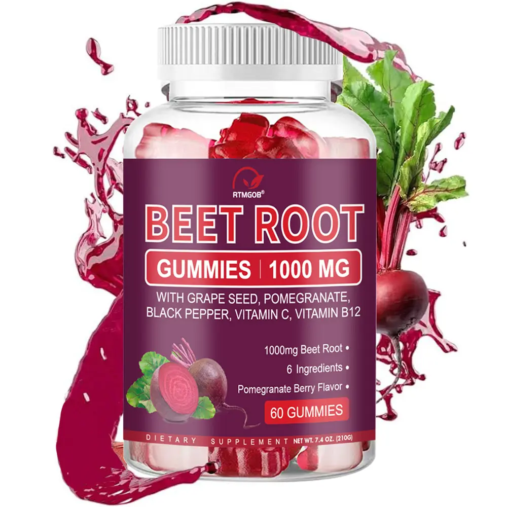 RTMGOB Beet Root Gummies, Nitric Oxide Supplement for Men Women | Organic Beet Gummy with Grape Seed, Pomegranate, Black Pepper, Vitamin C, B12